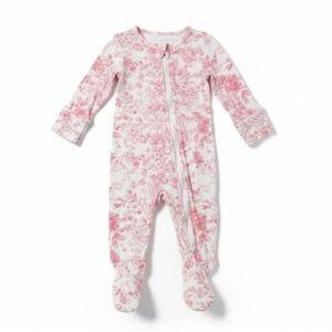 Btween Pink Floral Kids Footie with Ruffles and Headband